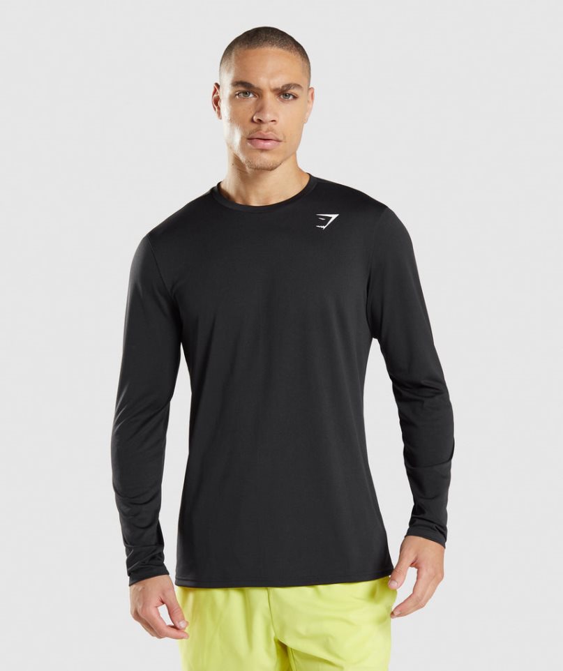 Koszulki Gymshark Arrival Long Sleeve Męskie Czarne | PL 817NJW